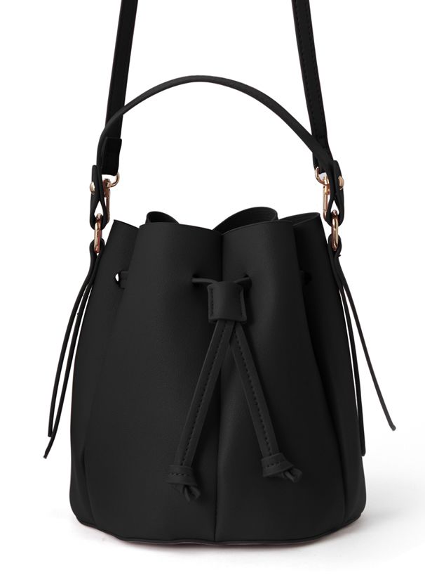 日本 GRL - 皮革抽繩水桶包/手提包-身可可 (F)