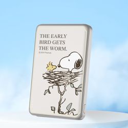 史努比 - SNOOPY 20W PD超薄磁吸無線快充行動電源 5000mAh-鳥窩款(原色鈦)