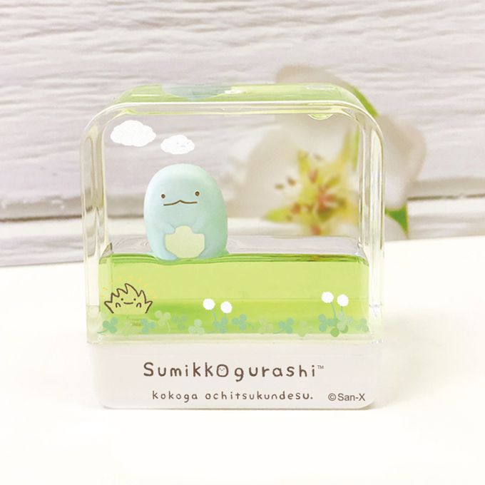 可愛卡通印章 - 水世界飄浮方形印章-小恐龍-紫墨水 (3.5x1.2cm)