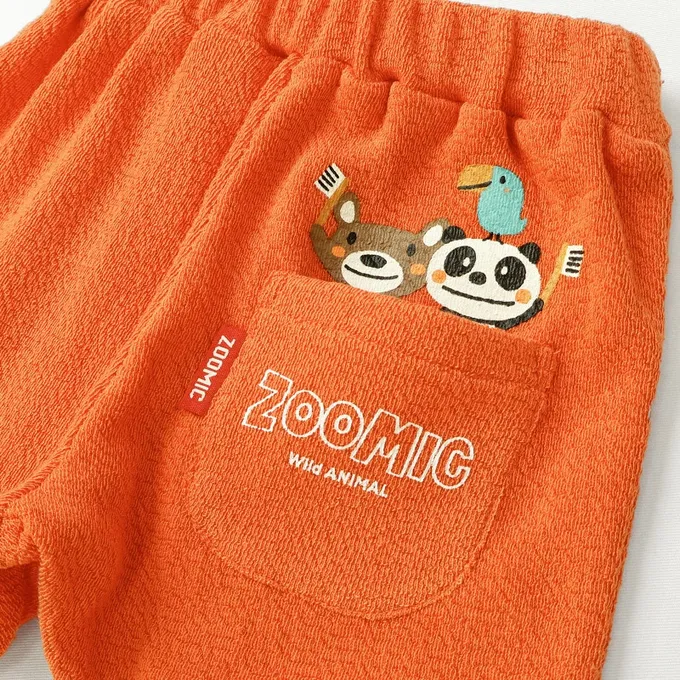 日本 ZOOLAND - 緹花針織立體圖案可愛短褲-幫鱷魚刷牙-黑