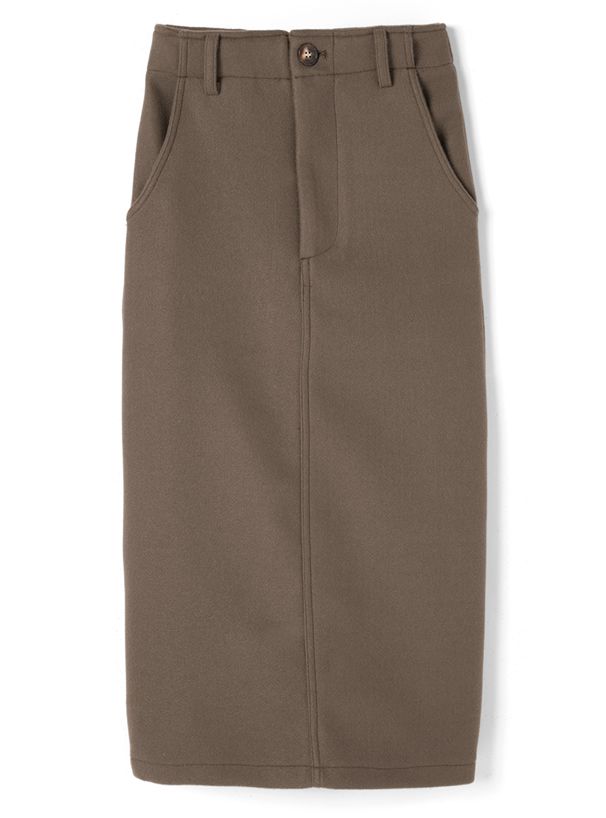 日本 GRL - 毛呢感百搭直筒裙-淺米