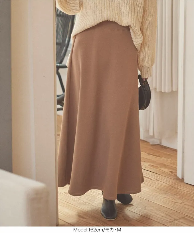 日本 Kobe Lettuce - 極上溫暖 裏起毛優雅垂墜傘狀長裙-煙燻綠