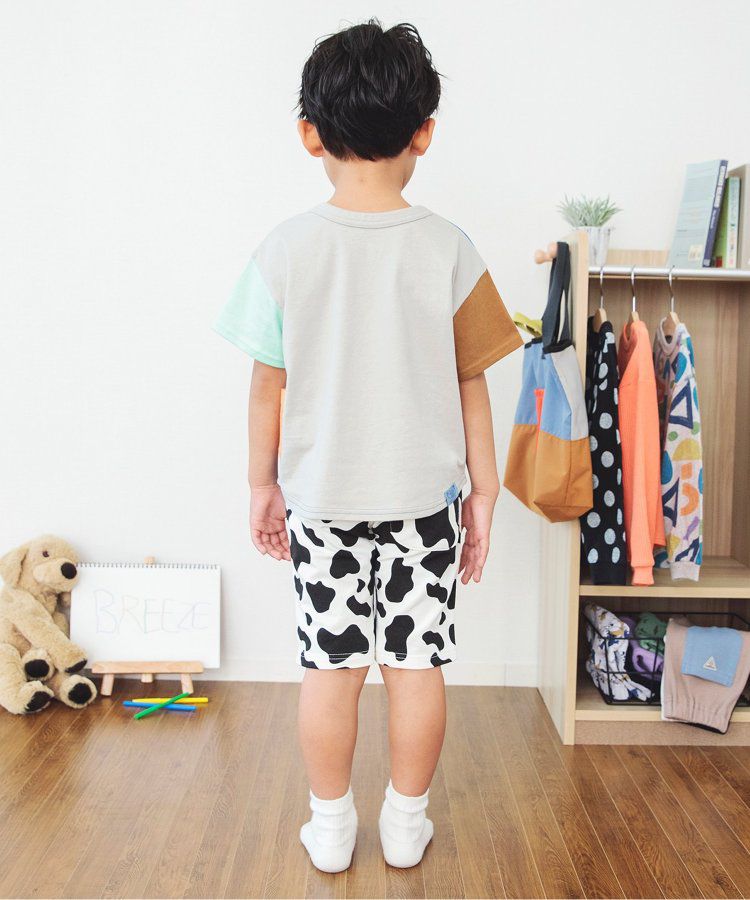 日本 BREEZE - 熱銷！百搭休閒印花短褲-乳牛紋-黑白