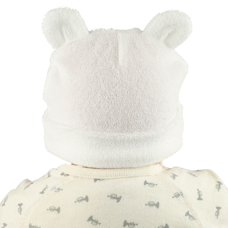 akachan honpo - 熊耳嬰兒帽-毛巾布-米白色