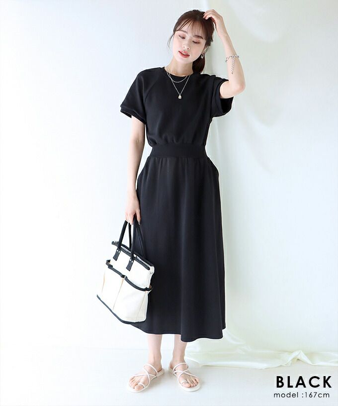 日本 BLUE EAST - 棉混透氣修身泡泡短袖洋裝-藍