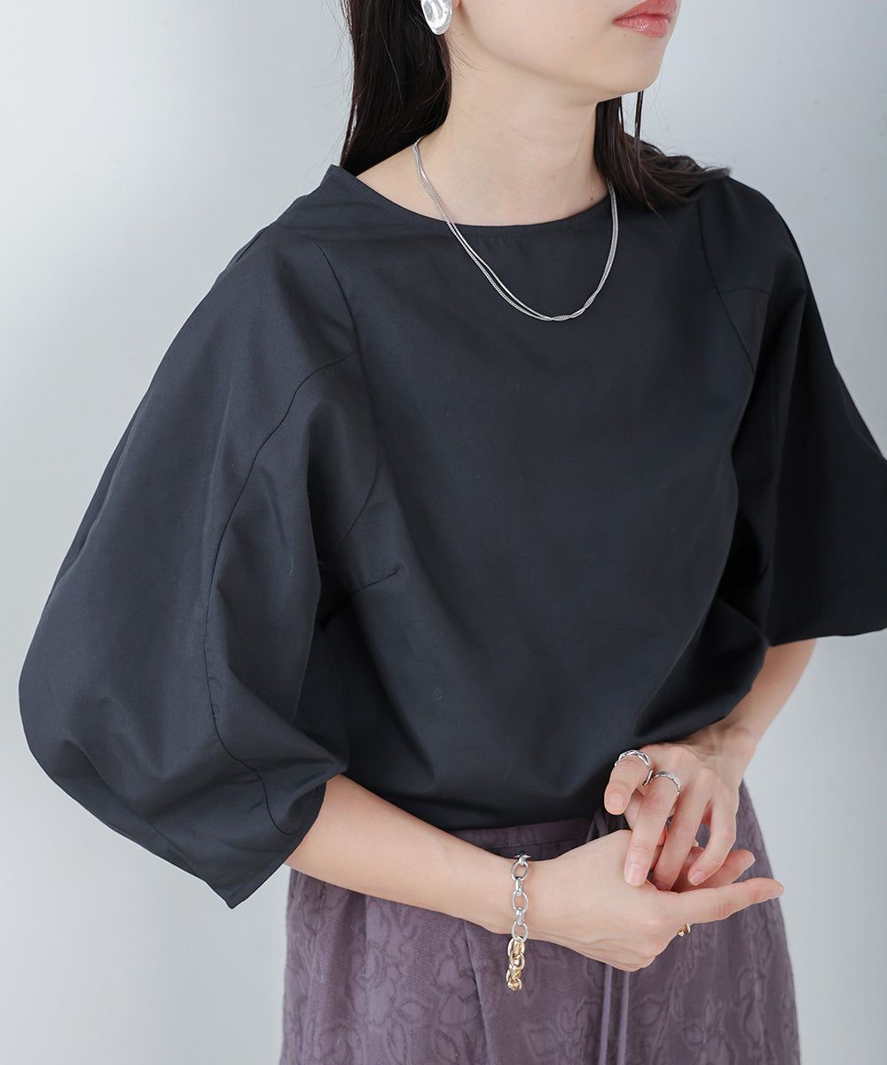 日本 Bab - 圓領百搭氣球袖上衣-淺綠