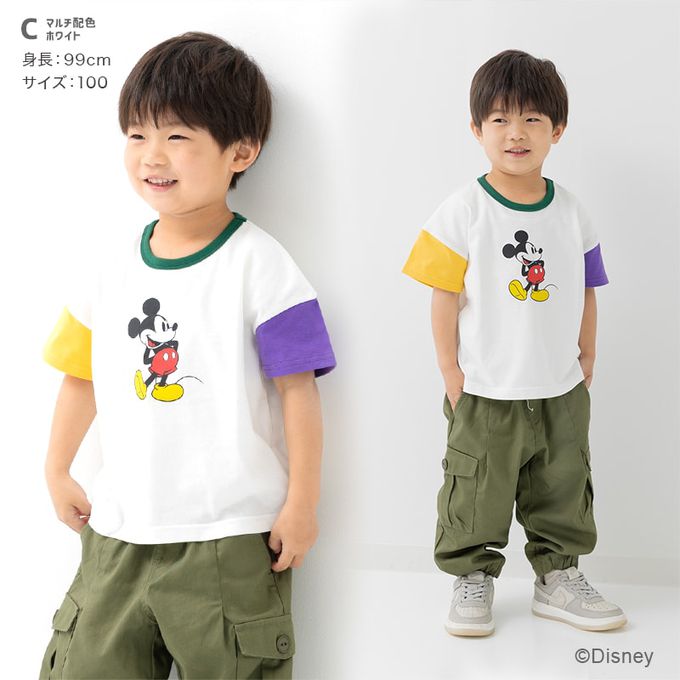 日本 Chil2 - 聯名款  卡通人物米奇純棉短袖上衣-大頭logo-煙燻藍