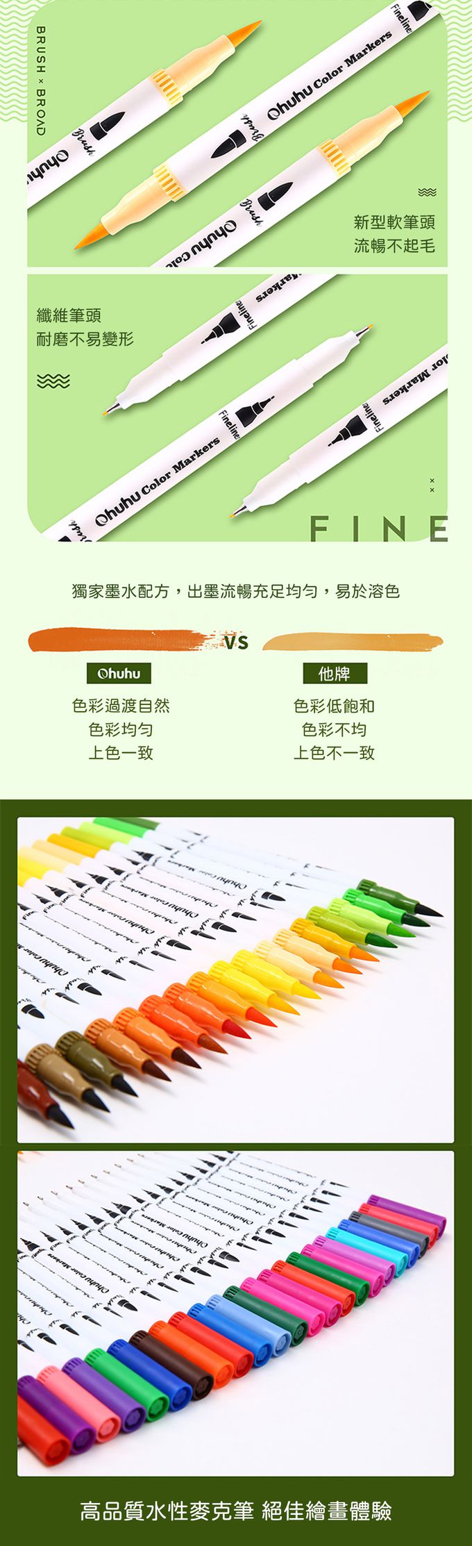 Ohuhu - Maui 36色雙頭水性麥克筆套組(白色包裝)