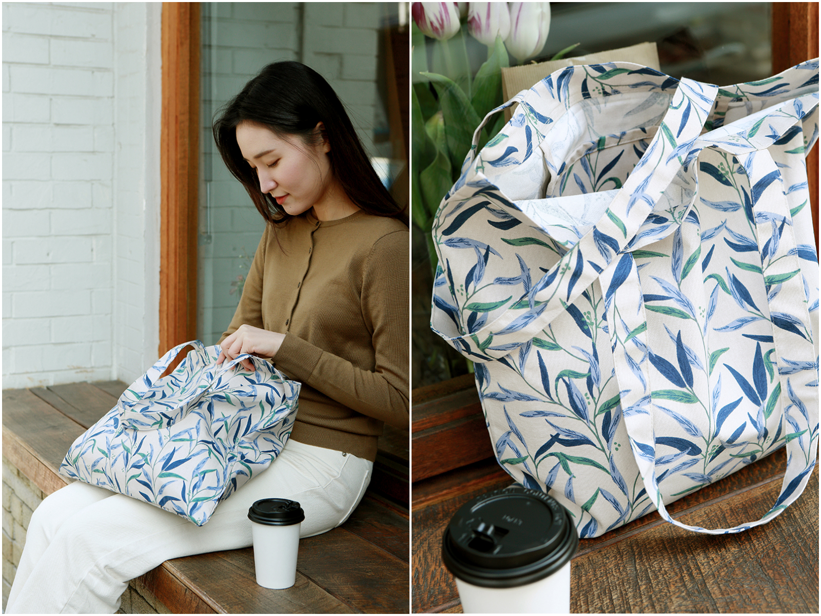 韓國製 - 牛津布環保袋/購物袋-花花世界 (41X43cm)