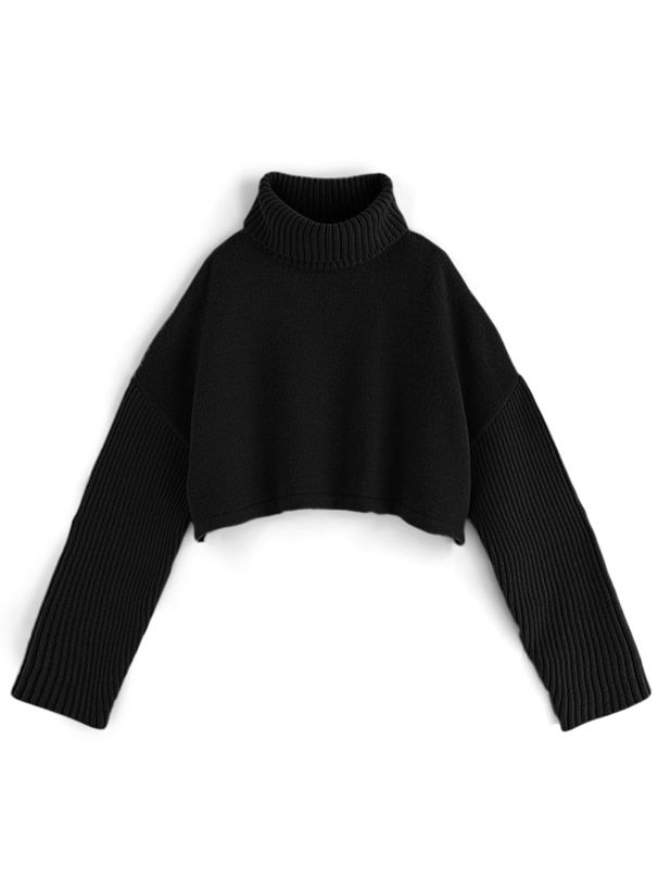 日本 GRL - 雜誌揭載 高領短版針織毛衣-奶油杏 (F)