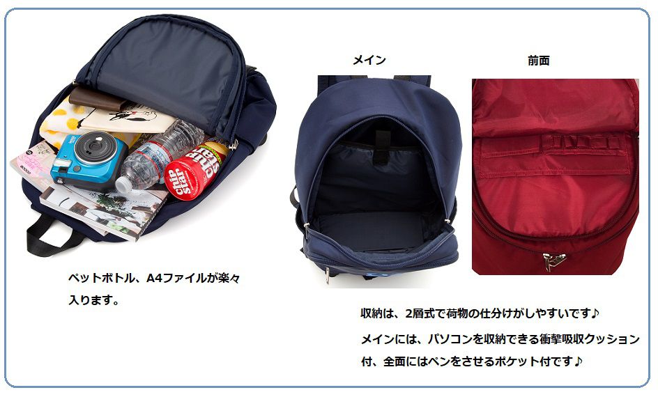 日本 Anello - 大LOGO膠印多收納機能型後背包-Regular大尺寸-NV海軍藍