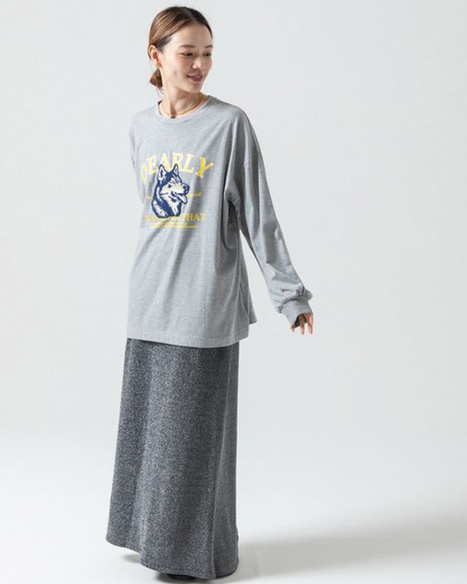 日本 gleam - 相良刺繡哈士奇印花帥氣長袖T恤-白