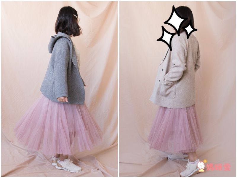 日本 GRL - 飄逸顯瘦雙層傘紗裙-灰摩卡 (M)