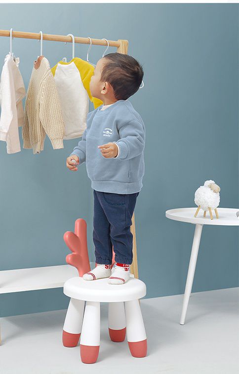 童趣兒童加厚塑膠矮凳(組裝款)-麋鹿角-藍色 (30x26x46cm)