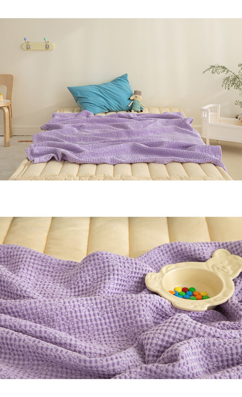 韓國 Maatila - (兒童款)天絲莫代爾鬆餅被毯-藍莓優格 (130X170cm)