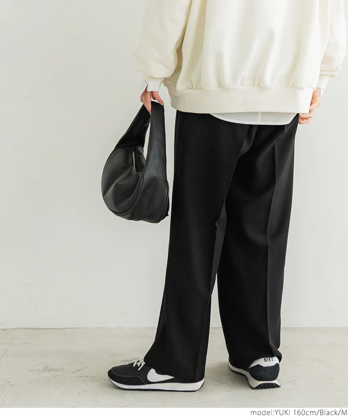 日本 COCA - 百搭垂墜感打摺西裝寬褲-淺鵝黃