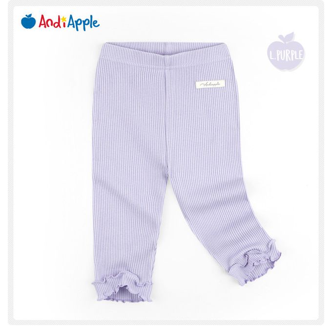 韓國 AndiApple - 鬆緊腰彈性波浪邊內搭七分褲-象牙白