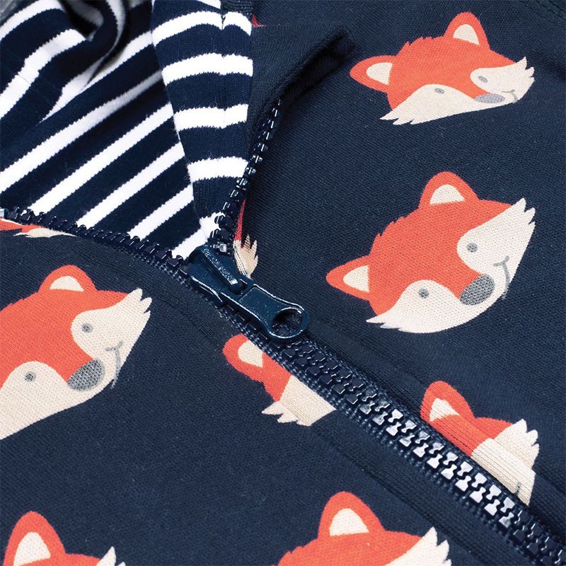 英國 JoJo Maman BeBe - 雙面穿100%純棉保暖連帽外套-狐狸團聚