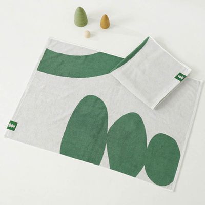 韓國 Bamboo bebe - 超柔軟毛圈竹纖維吸水多用途大浴巾-幾何樹-綠 (70x100cm)