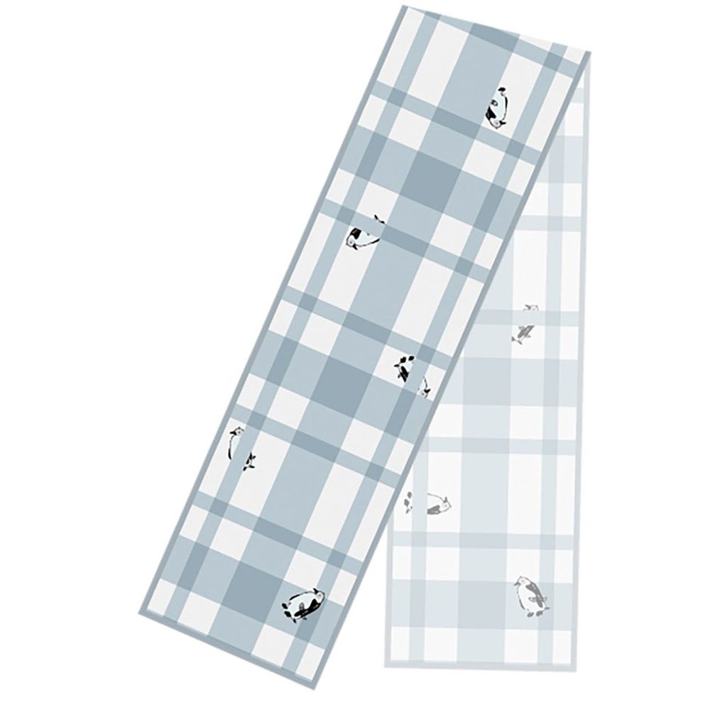 日本弘雅堂 - 抗UV水涼感巾(清新香味)-企鵝格紋-灰藍白 (S(15x100cm))