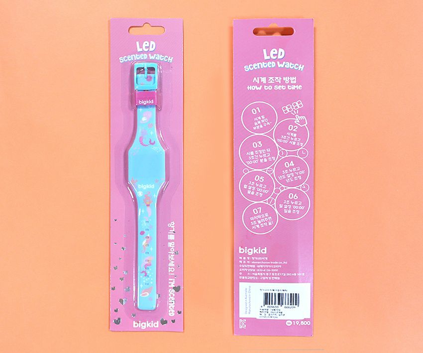 韓國 bigkid - 香香LED電子錶-深藍(橘子香)