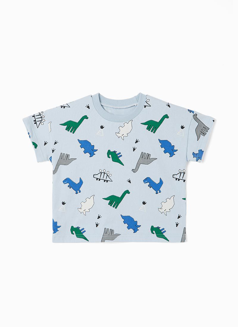 韓國 OZKIZ - 侏羅紀恐龍短袖上衣-天藍