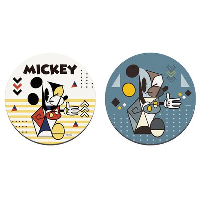 收納王妃 - 迪士尼 Disney 米奇特展【繽紛藝術米奇】珪藻土軟式吸水杯墊 吸水墊 台灣製造二入組10X10X0.5cm