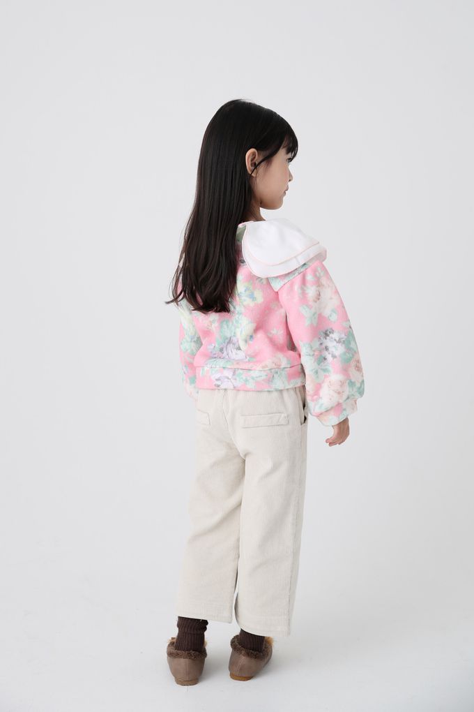 韓國 Coco Bang - 鬆緊腰燈芯絨直筒長褲-米白