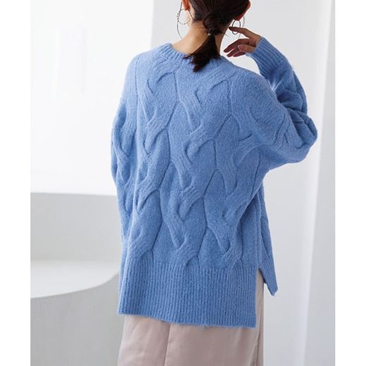 日本 Pierrot - 柔軟波浪紋針織毛衣-簡約黑