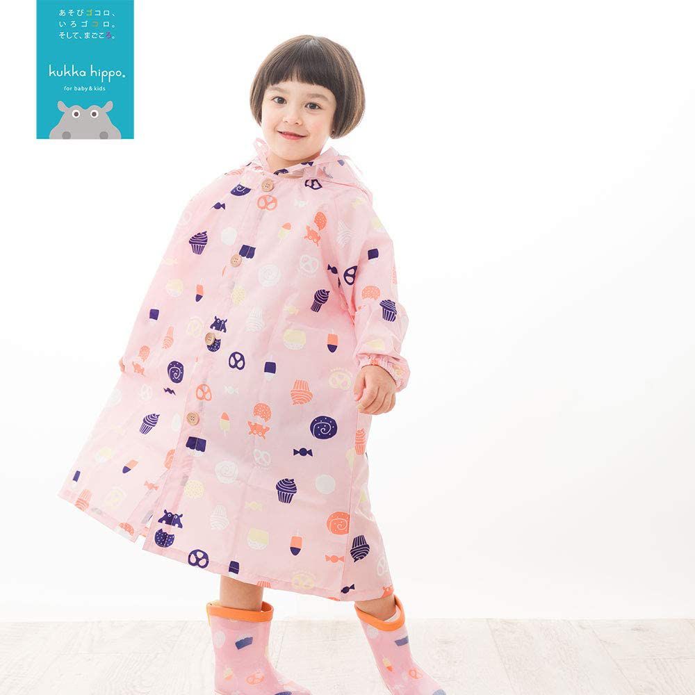日本 kukka hippo - 兒童雨衣(附收納袋)-點心時間