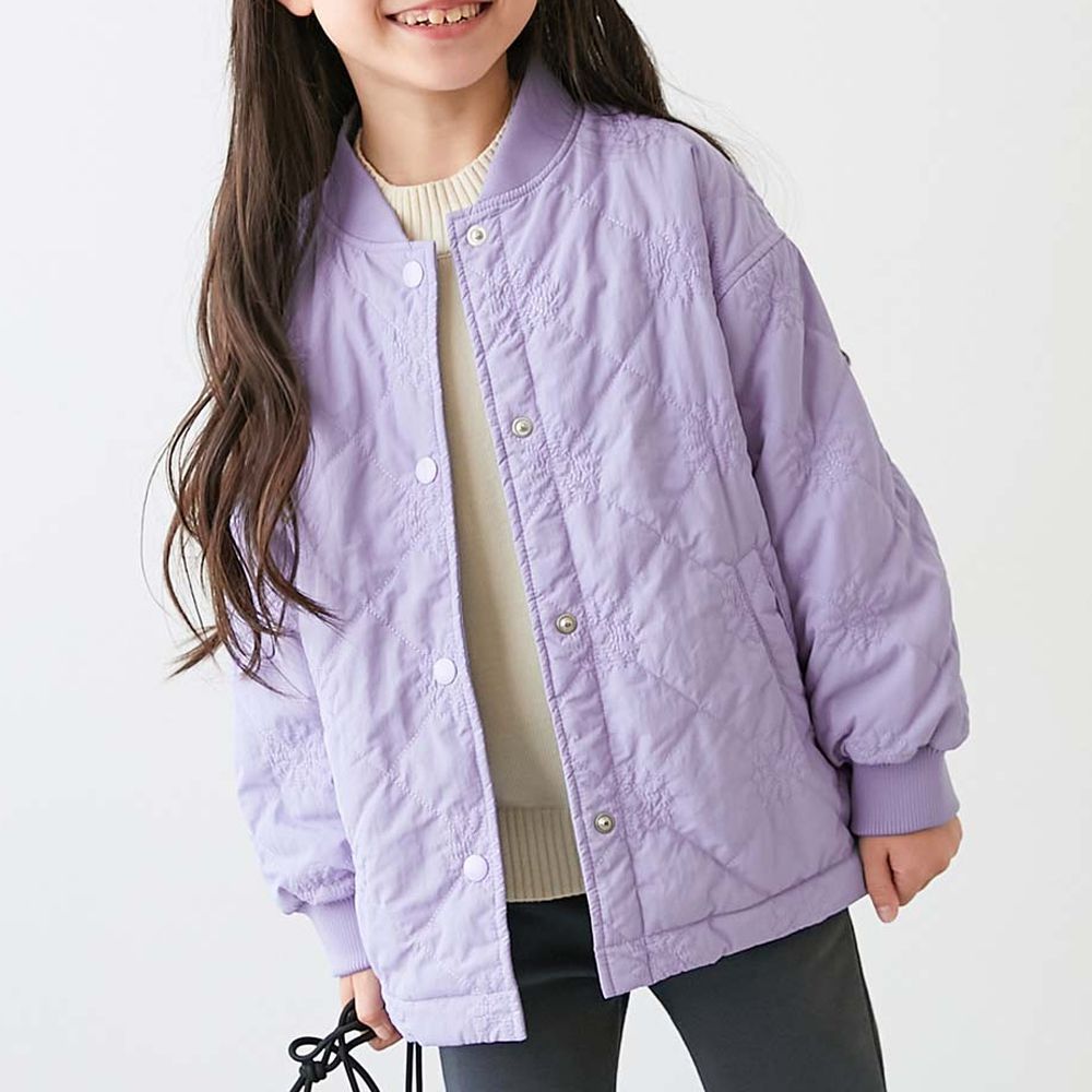 甜美花朵絎縫內刷毛保暖外套(可機洗)-紫羅蘭