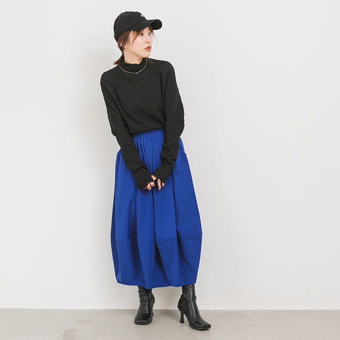 日本 ihuu - 文藝感打摺修身長裙-草綠