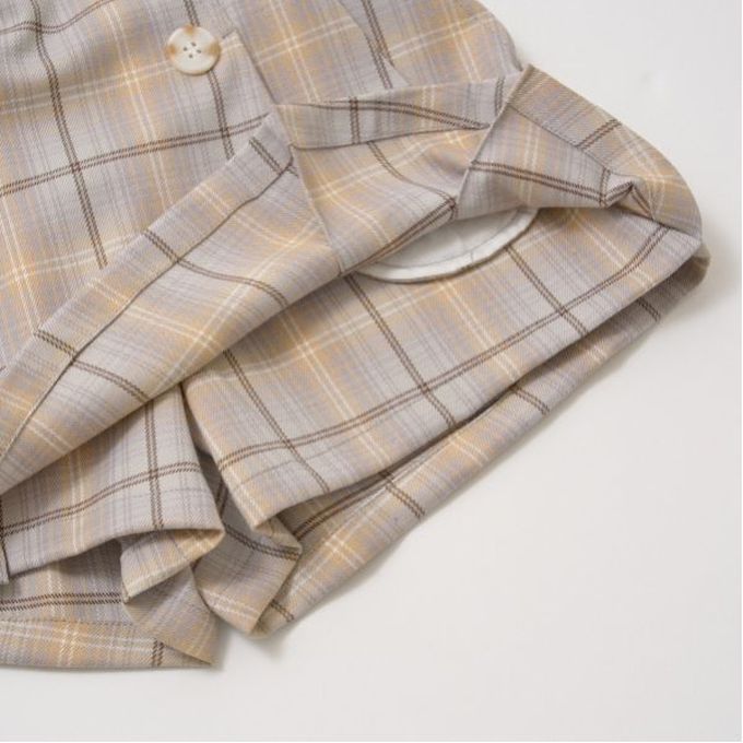 日本 Lycee mine - 學院風俏麗格紋褲裙-蘇格蘭格紋-藍