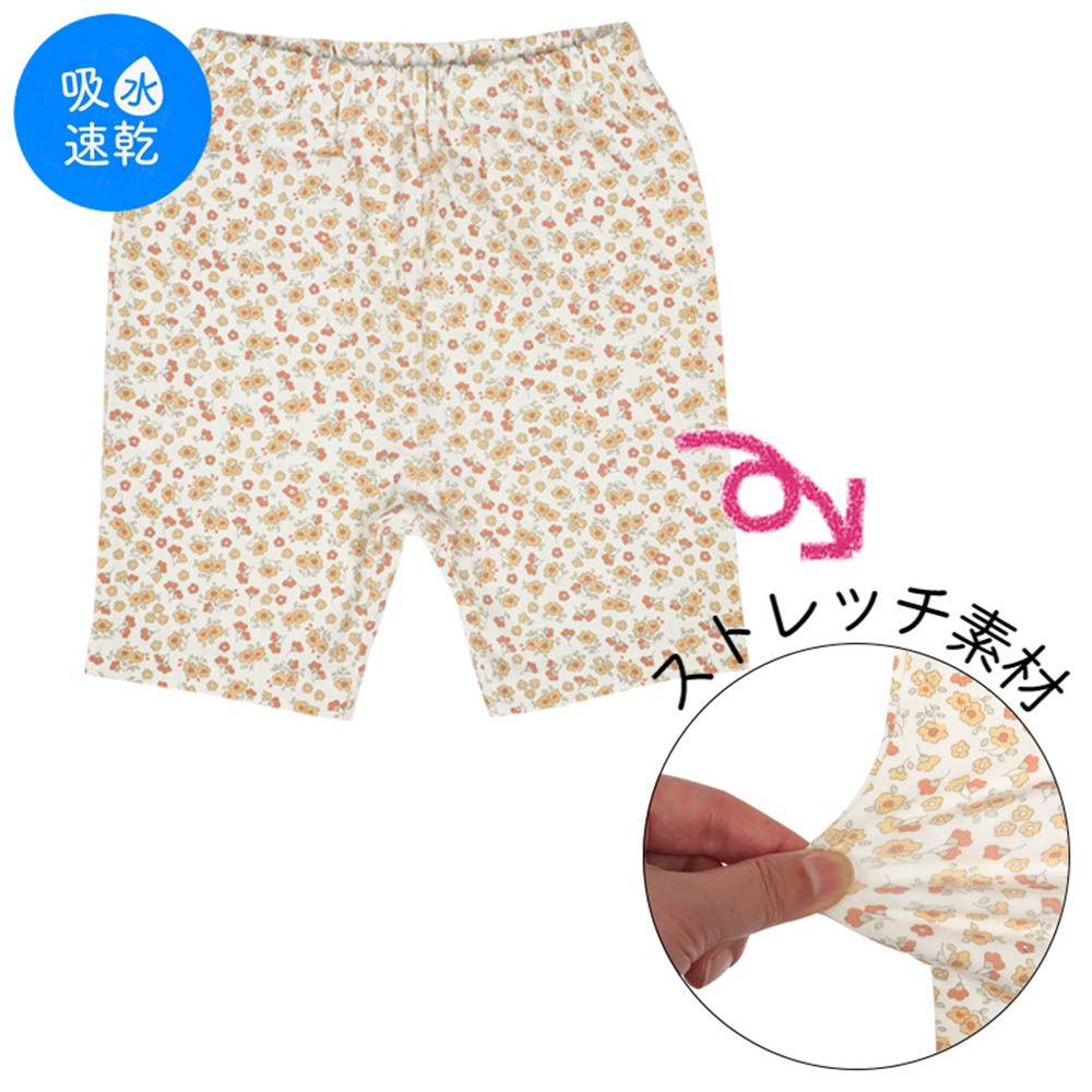 5分內搭褲-小花-黃色