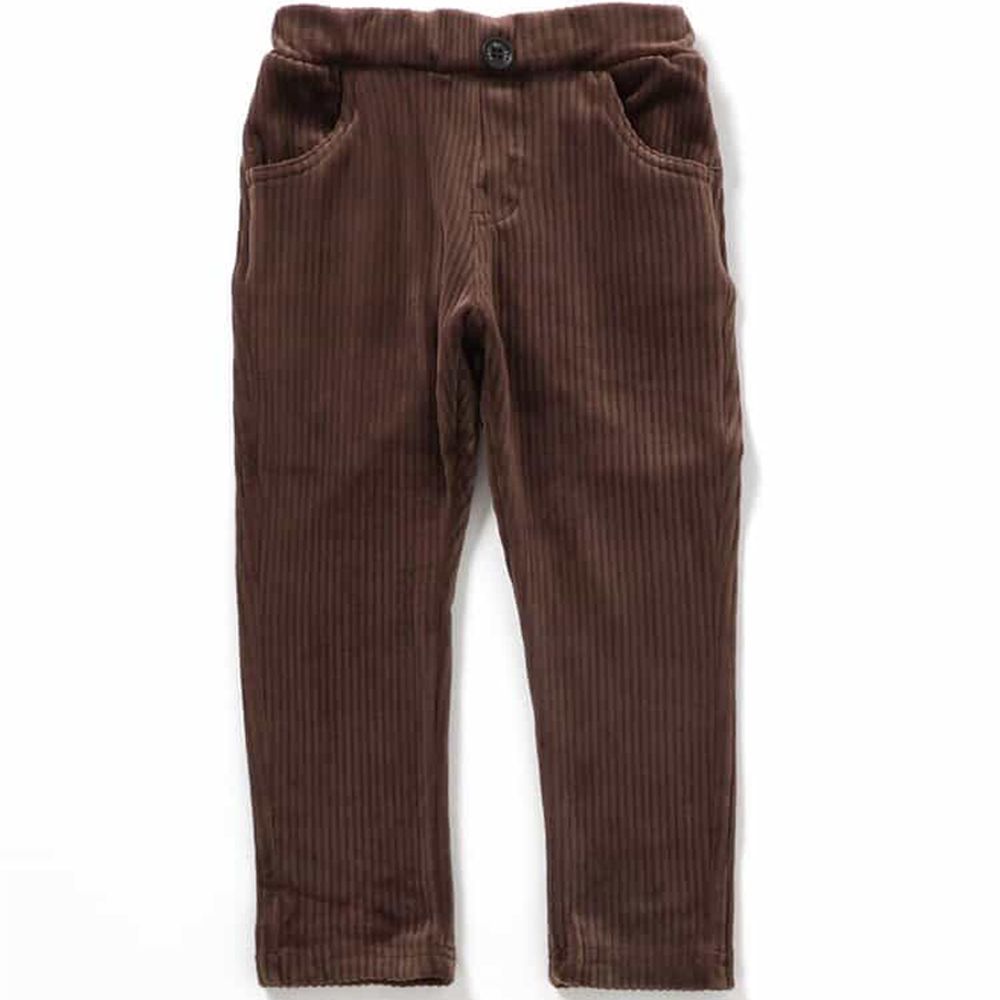 柔軟保暖燈芯絨合身長褲-咖啡