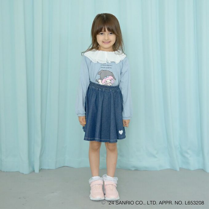 日本 Lycee mine - 聯名款 正反2way薄紗領長袖上衣-布丁狗-米黃