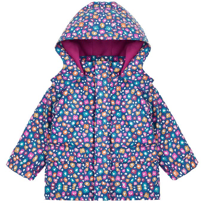 英國 JoJo Maman BeBe - 防雨/防風刷毛外套-彩色豹紋