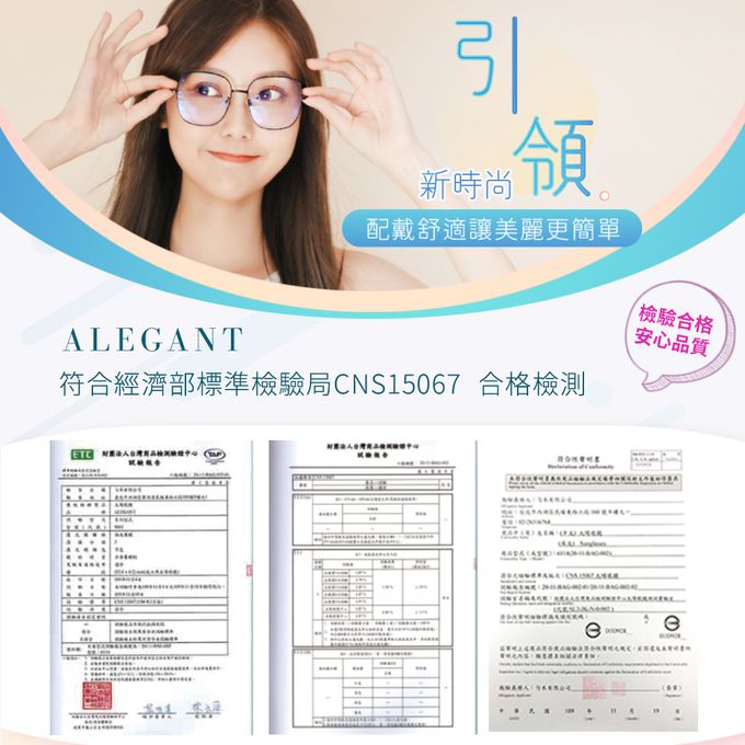 ALEGANT - 冰幻藍銀輕量鈦緞面套圈北歐質感圓框UV400濾藍光眼鏡