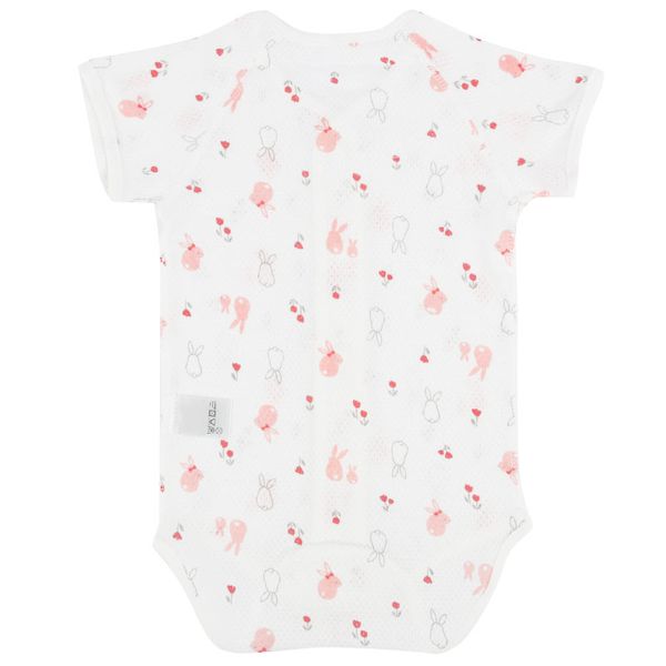 akachan honpo - 短袖前開式網眼包屁衣-粉紅色