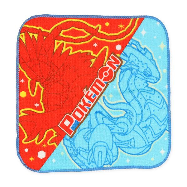 日本西松屋 - 純棉上學擦手巾/手帕(5入組)-寶可夢-水藍/紅系 (16×16cm)