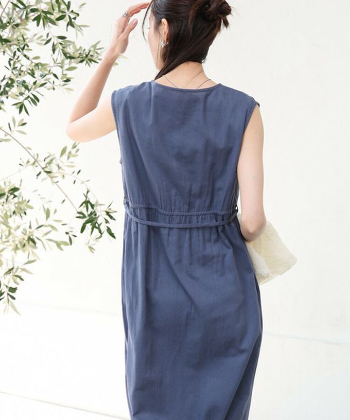 日本 Bab - 100%印度棉刺繡腰綁帶無袖洋裝-象牙