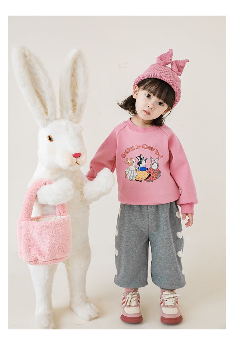 TONGMO - 腰鬆緊運動束口長褲-側邊愛心-桃粉色