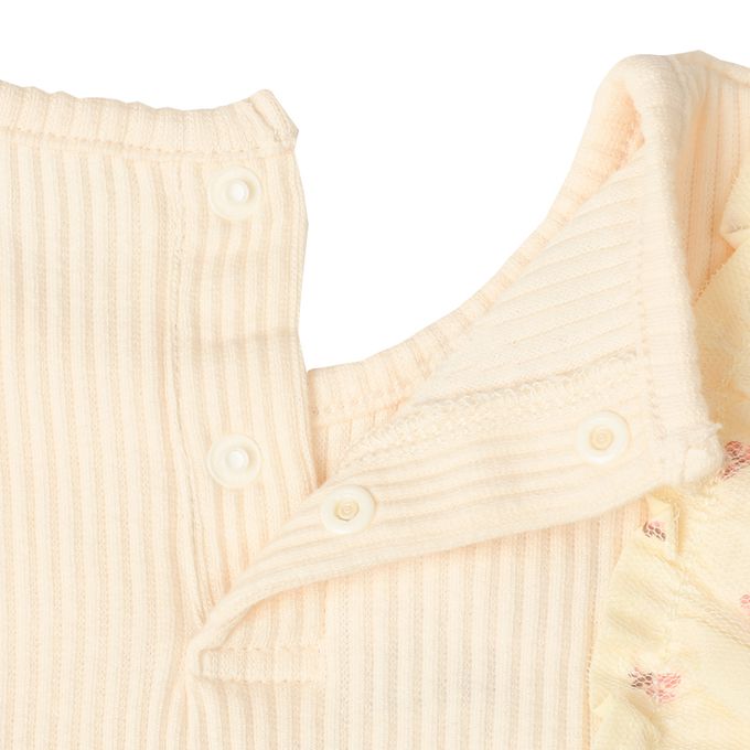 akachan honpo - 長袖外出包屁衣-胸下拼接-象牙白色