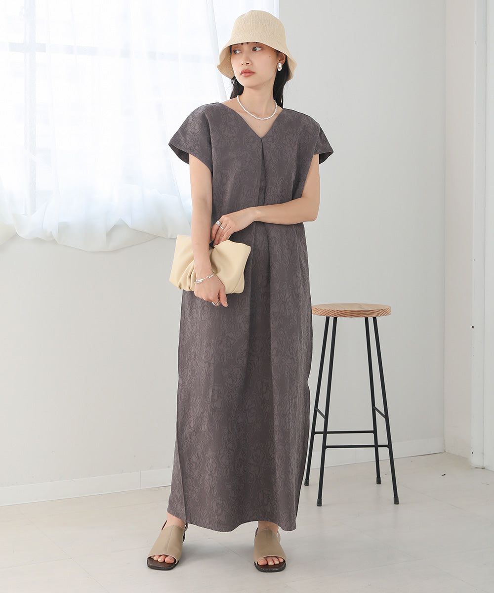 日本 Bab - 2WAY質感棉麻法式袖洋裝-米杏