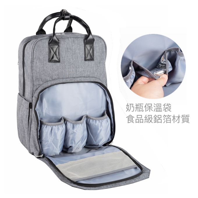 Heine 海恩 - 時尚流行後背包媽媽包 大尺碼媽媽後背包 (WIN-HD17)-黑灰