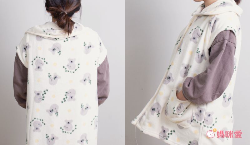 日本 AUBE - 毛茸茸保暖高領家居外套(親子通用款)-無尾熊-淺粉