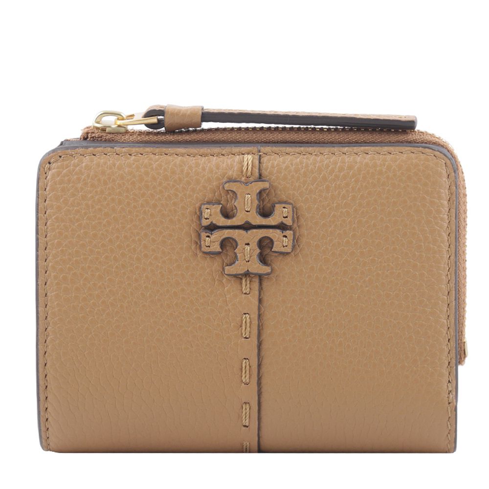 縫線造型按釦短夾 (駝)