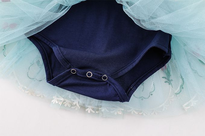 短袖造型公主裙/芭蕾舞裙-卡通人物-安娜-藍+綠