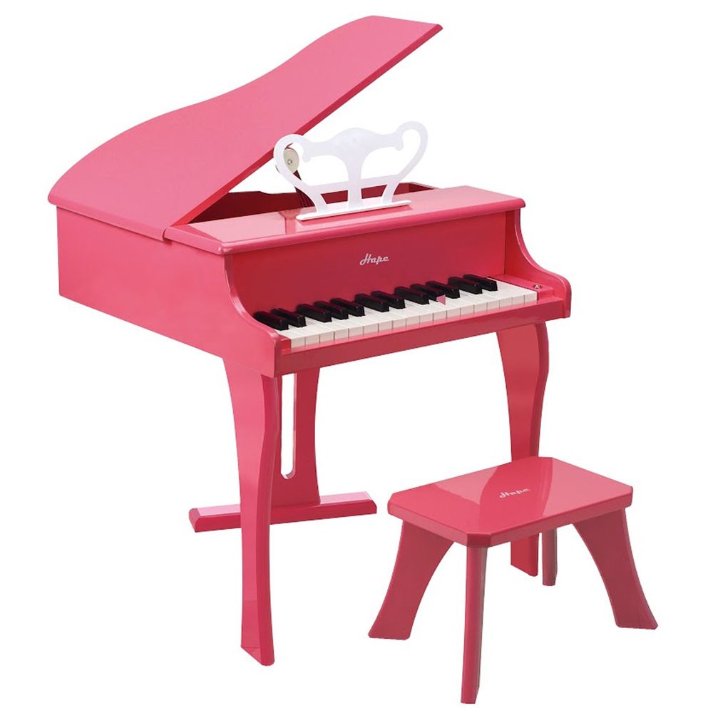 德國 Hape - 豪華木製三角鋼琴(音樂啟蒙玩具)-粉色
