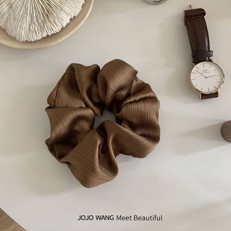 高級紋理皺摺髮圈(小)-米白色